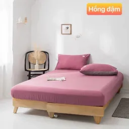 Bộ Ga Giường, Ga Gối TC Trơn Có Tag EmmiBedding Gồm 1 Ga Và 2 Áo Gối Nằm