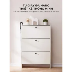 Tủ Giày Thông Minh 3 Cánh Lật Màu Full Trắng GP321