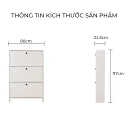 Tủ Giày Thông Minh 3 Cánh Lật Màu Full Trắng GP321