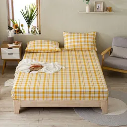 Ga Giường Hình Kẻ Caro Emmibedding Store Chất Liệu Cotton TC Miễn Phí Bo Chun Và Làm Ga Phủ Theo Yêu Cầu