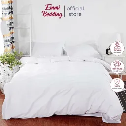 Bộ Chăn Ga Gối Cotton Poly Emmibedding Store - Trắng Tinh (Hàng Khách Sạn) Giá Tốt