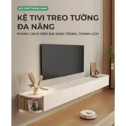 Kệ Tivi Treo Tường 3 Cánh Mở Màu Full Trắng Thương Hiệu ILUMIA - GP326