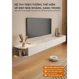 Kệ Tivi Treo Tường 3 Cánh Mở Màu Full Trắng Thương Hiệu ILUMIA - GP326