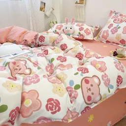 Bộ Chăn Ga, Coton Poly Emmibedding Họa Tiết Tổng Hợp Xinh Xắn Chăn Ga Hàn Quốc Đủ Size Miễn Phí Bo Chun