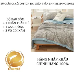 Bộ Chăn Ga Gối Cotton Tici Chăn Trần Emmibedding Store