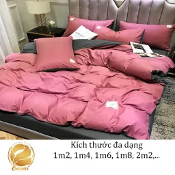 Bộ Chăn Ga Gối Cotton Tici Emmibedding Mẫu Hồng Ga Ghi