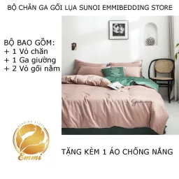 Bộ Chăn Ga Gối Lụa Sunoi EMMIBEDDING STORE Các Mẫu Phối Màu Bst2