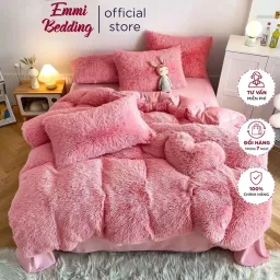 Bộ Chăn Ga Gối Nỉ Lông EMMIBEDDING STORE Mẫu Trơn Miễn Phí Bo Chun Và Làm Ga Phủ Theo Yêu Cầu