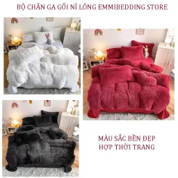 Bộ Chăn Ga Gối Nỉ Lông EMMIBEDDING STORE Mẫu Trơn Miễn Phí Bo Chun Và Làm Ga Phủ Theo Yêu Cầu