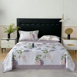 Bộ Chăn Ga Lụa Thái 4 Món EmmiBedding, Chăn Có Bông Chất Liệu Lụa Mềm Mịn Mát