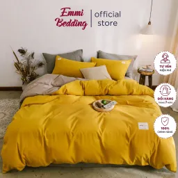 Bộ Chăn,Ga,Gối Cotton Tici Emmibedding Vàng