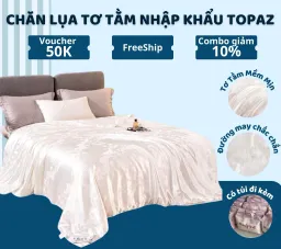 Chăn Lụa TOPAZ Nhập Khẩu Cao Cấp Chất Liệu Tơ Tằm Mềm Mịn Thoáng Mát Siêu Nhẹ Kháng Khuẩn Kích Cỡ 230*200