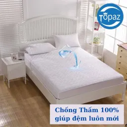 Ga Chống Thấm COTTON Chính Hãng TOPAZ - Nệm 3 Lớp Chống Thấm Tuyệt Đối Mềm Mại Êm Ái Không Nóng Bí, Không Sột Soạt