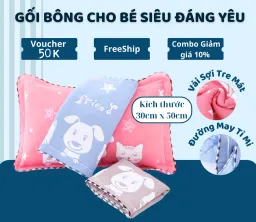 Gối Bông Cho Bé 100% Cotton Chính Hãng TOPAZ Kích Cỡ 30 x 50 Siêu Đáng Yêu Mềm Mịn Êm Ái Dành Cho Bé Yêu