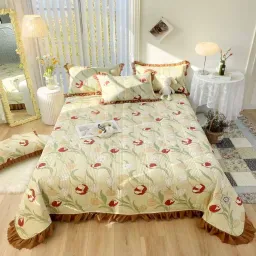 (Tặng Kèm 2 Vỏ Gối) Bộ Ga Giường Cotton Cao Cấp Chính Hãng TOPAZ _ Ga Phủ Giường Nhập Khẩu Chất Liệu Lụa Kháng Khuẩn