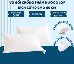 Vỏ Gối Chống Thấm Nước 2 Lớp Chính Hãng TOPAZ Vỏ Gối Chống Thấm Màu Trắng Đơn Giản Sang Trọng