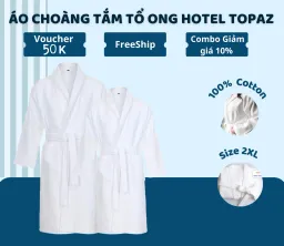 Áo Choàng Tắm Tổ Ong Khách Sạn TOPAZ Cao Cấp Màu Trắng Chất Liệu Cotton Siêu Thấm Hút Sang Trọng Tiêu Chuẩn Khách Sạn 5*