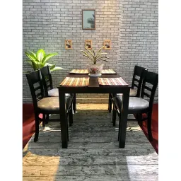 Bộ Bàn Ăn Cabin 4 Ghế Màu Đen