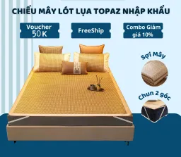 Chiếu Mây Lót Lụa TOPAZ Nhập Khẩu - Chiếu Điều Hòa Thoáng Mát Có Chun Cài 2 Góc Hàng Giá Rẻ Dễ Vệ Sinh Không Kèm Vỏ Gối