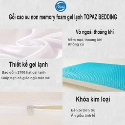 Gối Gel Lạnh TOPAZ - Ruột Gối Ngủ Memory Foam Điều Hòa Tráng Gel Lạnh - GốI Nằm Cao Su Non Người Lớn 40cm x 60cm x 10cm