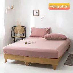 Bộ Ga Giường, Ga Gối TC 1 Màu Trơn EmmiBedding Gồm 1 Ga Và 2 Áo Gối Nằm