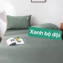 Bộ Ga Giường, Ga Gối TC Trơn Màu Xanh Min Bộ ĐộI EmmiBedding Gồm 1 Ga Và 2 Áo Gối Nằm