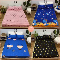 Bộ Ga Gối Cotton Poly EmmiBedding, Ga Chun Và 2 Áo Gối Nằm Siêu Xinh