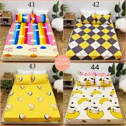 Bộ Ga Gối Cotton Poly EmmiBedding, Ga Chun Và 2 Áo Gối Nằm Siêu Xinh