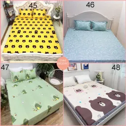 Bộ Ga Gối Cotton Poly EmmiBedding, Ga Chun Và 2 Áo Gối Nằm Siêu Xinh