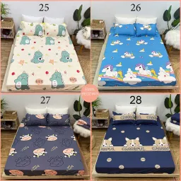 Bộ Ga Gối Cotton Poly EmmiBedding, Ga Chun Và 2 Áo Gối Nằm Siêu Xinh