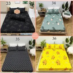 Bộ Ga Gối Cotton Poly EmmiBedding, Ga Chun Và 2 Áo Gối Nằm Siêu Xinh