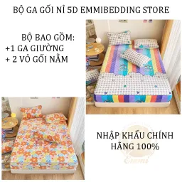 Bộ Ga Gối EMMIBEDDING STORE Nỉ 5D Mix Hoạ Tiết Siêu Ấm, Siêu Êm