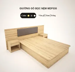 [FREESHIP HCM] Giường Gỗ MDF Bọc Nệm Kèm Tab Đầu Giường Tatana MDF030 - Có Thiết Kế Theo Yêu Cầu