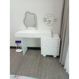 Bàn Trang Điểm - Bàn Làm Việc Gỗ Decor Kèm Tủ 2 Ngăn Rời, Có Thể Điều Chỉnh Độ Dài Bàn