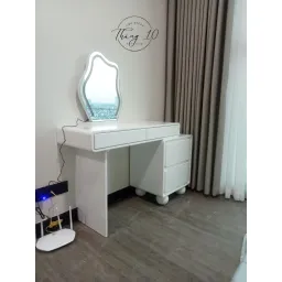 Bàn Trang Điểm - Bàn Làm Việc Gỗ Decor Kèm Tủ 2 Ngăn Rời, Có Thể Điều Chỉnh Độ Dài Bàn