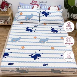 Bộ Ga Gối Cotton Poly Mẫu Cá Heo Emmibedding Store