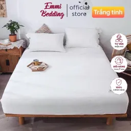 Bộ Ga Gối Cotton Tici Mầu Trắng Tinh Chuyên Dùng Cho Homestay Hoặc Nhà Nghỉ, Decor Phòng Ngủ Emmibedding Store