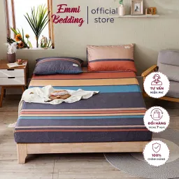 Bộ Ga, Gối, Ga Giường EMMIBEDDING STORE, Mẫu Kẻ Sắc Màu