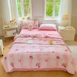 Bộ Ga Gối Kèm Chăn Trần Hè Set 4 Món Cotton Đũi Bong Bóng Mát Mềm Mịn EmmiBedding