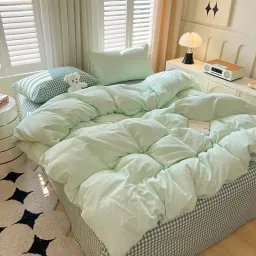 Bộ Vỏ Chăn Ga Gối Cotton Đũi Minimize EmmiBedding Họa Tiết Kẻ Vintage Phù Hợp Với Mọi Cỡ Nệm