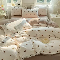 Chăn Ga Gối 4 Món Cotton Đũi Họa Tiết Vintage Hoa Nhí Decor Phòng Hàn Quốc Drap Nệm Bo Chun Phủ Giường EmmiBedding