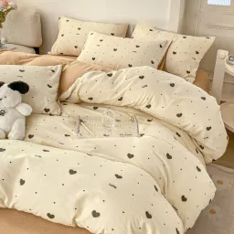 Chăn Ga Gối 4 Món Cotton Đũi Họa Tiết Vintage Hoa Nhí Decor Phòng Hàn Quốc Drap Nệm Bo Chun Phủ Giường EmmiBedding