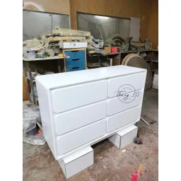 Tủ Console Hàn Quốc Chân Cầu 6 Ngăn Kéo Gỗ