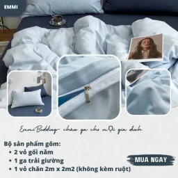 Chăn Ga Gối Cotton Tici Emmi Bedding Drap Giường Đủ Size Nệm 1m, 1m2, 1m4, 1m6, 1m8, 2m2 Không Kèm Ruột