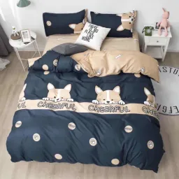 Chăn Ga Gối Emmibedding Chất Liệu Cotton Poly Họa Tiết Chó Cheful Đáng Yêu Đủ Size Miễn Phí Bo Chun