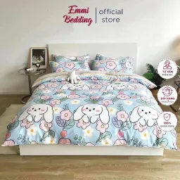 Chăn Ga Gối Emmibedding Chất Liệu Cotton Poly Họa Tiết Xinh Xắn Đáng Yêu Đủ Size Miễn Phí Bo Chun