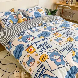 Chăn Ga Gối Emmibedding Chất Liệu Cotton Poly Họa Tiết Xinh Xắn Đáng Yêu Đủ Size Miễn Phí Bo Chun