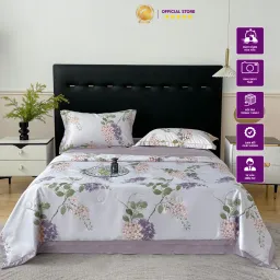 Chăn Ga Lụa Thái 4 Món EmmiBedding, Chăn Có Bông Chất Liệu Lụa Mềm Mịn Mát Mã QH02