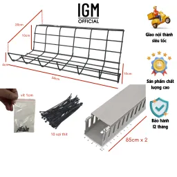 Combo Gọn Gàng IGM Giá Đi Dây Điện Và Máng Đi Dây Điện Giúp Cho Góc Làm Việc, Gầm Bàn Gọn Gàng Hơn Bao Giờ Hết