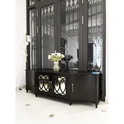 Tủ Tivi - Kệ Tủ Console Gỗ Phong Cách Đông Dương Indochine Cánh Kính